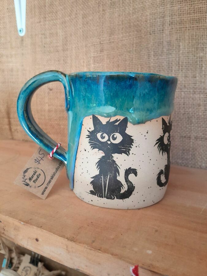 Stoneware Mug - Crazy Cat